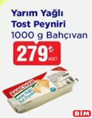 BAHÇIVAN YARIM YAĞLI TOST PEYNİRİ 1000 G